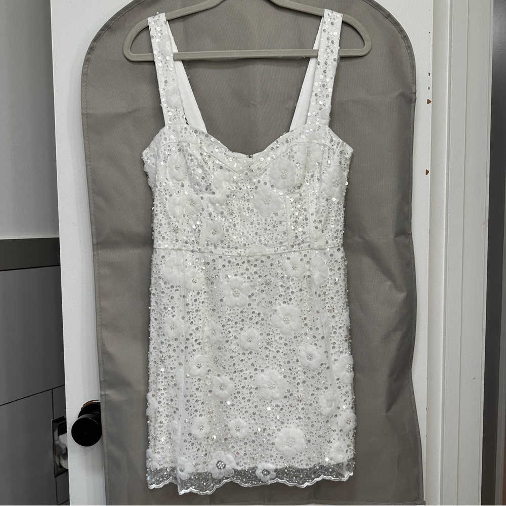Show Me Your MuMu White Beaded Mini Dress